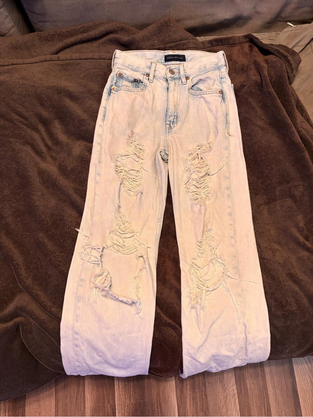 Aeropostale Light Wash Distressed Flare Jeans